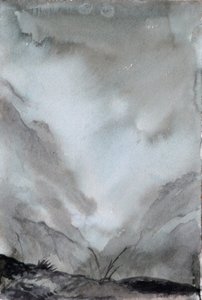 Misted Valley, 2015 (akvarel på papir) af Christian Furr