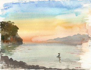 Rose Ionian Sea (akvarel) af Christian Furr