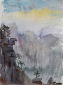 Vandringer over himlen - PaiyunTing, 2015 (akvarel på papir) af Christian Furr