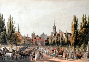 Handelsmessen i Leipzig, ca. 1810-20 (kobberstik)