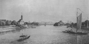 Kirken Maria am Wasser i nærheden af Dresden omkring 1850