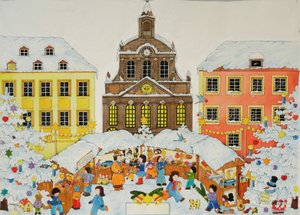 Julemarked, 2001 (akvarel på papir)