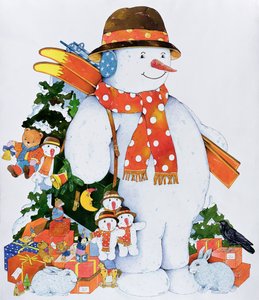 Snemand med ski, 1998 (wc på papir)
