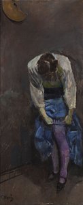 Pige, der binder hendes strømpebånd af Christian Krohg
