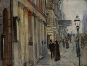 Hjørnet Karl Johan gaden og Dronningen gaden af Christian Krohg