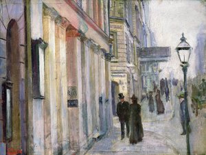 Hjørnet af Karl Johan og Dronningens (Queens) Street (olie på lærred) af Christian Krohg