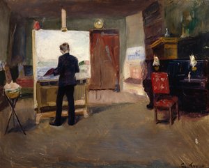 Maleren Nils Hansteen i atelieret af Christian Krohg