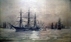 Konfødererede Staters krydser Shenandoah i havnen i Melbourne, Australien, 1865, ca. 1865 af Christian Poulsen