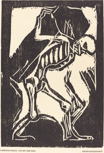 Døden med en kiste, ca. 1917. af Christian Rohlfs