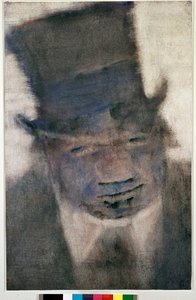 Manden med høj hat Maleri med Gouache og blyant af Christian Rohlfs af Christian Rohlfs