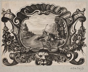 Emblem med hyrde, der spejler sig i en sø af Christian Rothgiesser