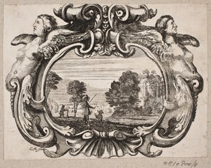 Emblem med mand, der lærer en hund kunstner af Christian Rothgiesser