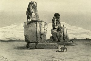 Kolosser af Memnon ved Theben, Egypten, 1898.
