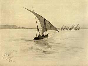 Feluccas ved Nilen, Kairo, Egypten, 1898.