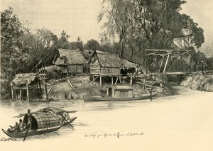 Huse på pæle, Bangkok, Siam, 1898.