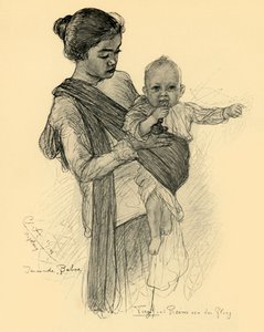 Javanesisk barnepige med europæisk baby, Magalang, 1898.