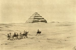 Djosers pyramide ved Saqqara, nær Kairo, Egypten, 1898. af Christian Wilhelm Allers