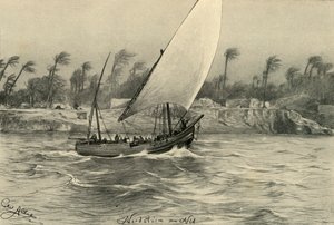 Storm fra nord på Nilen, Egypten, 1898. af Christian Wilhelm Allers
