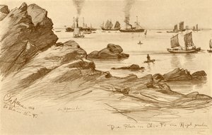 Vejene ved Chefoo set fra bakkerne, Kina, 1898. af Christian Wilhelm Allers