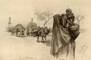 Kvinde og barn nær Kobri el Gezira-broen, Kairo, 1898. af Christian Wilhelm Allers