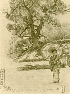 Kvinde med parasol, Nagasaki, Japan, 1898. af Christian Wilhelm Allers