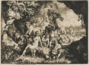 Nymfer, der bader nær en hule af Christian Wilhelm Ernst Dietrich