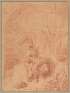 Der heilige Franziskus beim Lesen af Christian Wilhelm Ernst Dietrich