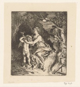 Venus lægger en maske på Amor af Christian Wilhelm Ernst Dietrich