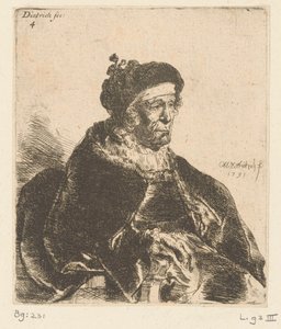 Siddende gammel kvinde af Christian Wilhelm Ernst Dietrich