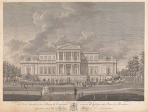 Welgelegen: Udsigt over facaden af ​​Country House ved navn Welgelegen i Harlem Wood, der tilhører Mr. Henry Hope fra Amsterdam