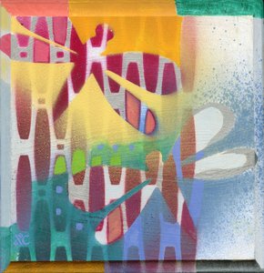 Dragonflies in Summer, 2008 (akryl på panel) af Christina Saj