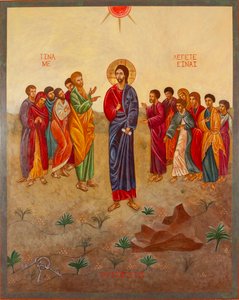 Sankt Peter og Kristus, 2000 (æggetempera, bladguld, træ)