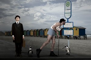 Surrealistiske strandbus-pingviner af Christine von Diepenbroek