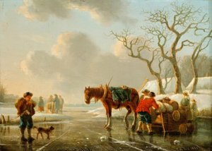 Vinteraften på den iskolde flod af Christoffel Albertus Vos