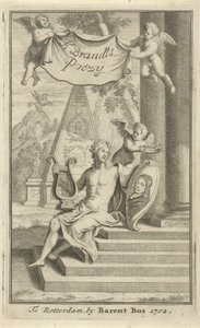 Apollon med portræt af Caspar Brandt Titelblad for: K. Brandt, Poëzy, 1705 af Christoffel Lubienitzki
