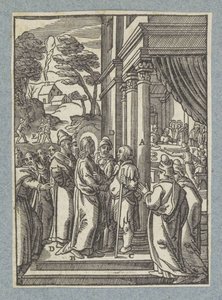 Kristus helbreder en mand med vattersot på sabbatten af Christoffel van Sichem (II)