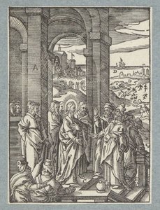 Farisæerne og de skriftkloge beder om et tegn på Kristus af Christoffel van Sichem (II)
