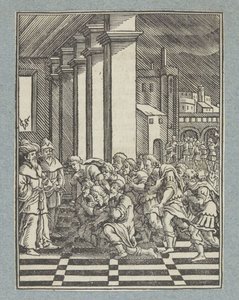 Josefs brødre knæler foran ham i Egypten af Christoffel van Sichem (II)