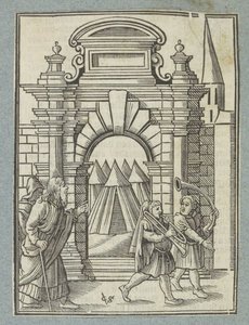 To sølvtrompeter bruges til at indkalde fællesskabet af Christoffel van Sichem (II)