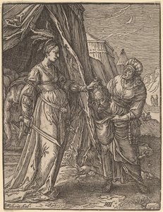 Judith med hovedet af Holofernes af Christoffel van Sichem I, after Hendrik Goltzius