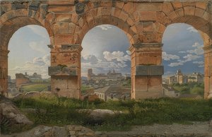 Udsigt gennem tre buer fra Colosseum. 1815 af Christoffer Wilhelm Eckersberg