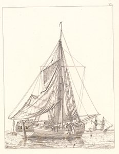 Danish: En dansk jagt som tørrer sejl i stille vejr af Christoffer Wilhelm Eckersberg