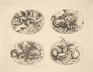 Putti med havmonstre, plader fra Neue Grotessken Buch, 1610.