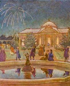 Feuerwerk / Fyrværkeri (farvelitografi)