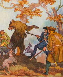 Barenjagd / Bear Hunting (farvelitografi)