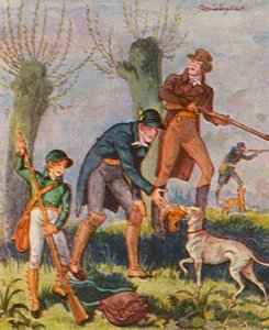 Bekassinenjagd / Snipe Hunt (farvelitografi)