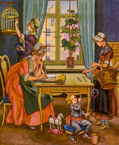 Haushaltsabrechnung / Husholdningsregnskab (farvelitografi)