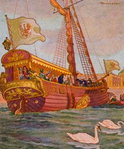 Lustyacht / Lystbåd (farvelitografi)