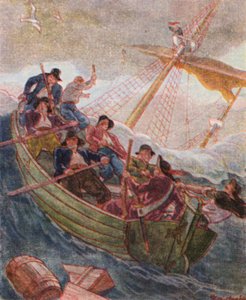 Piraten In Seenot / Pirater i nød (farvelitografi)