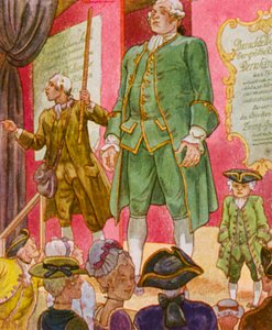 Schaubude / Show Booth (farvelitografi)